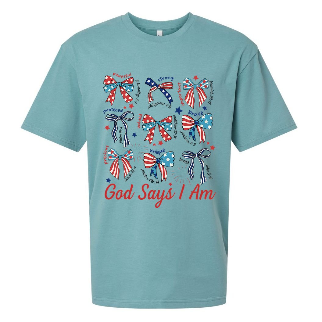 God Say I Am Coquette Bow 4th Of July Women Girl Teen Sueded Cloud Jersey T-Shirt