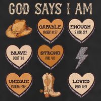 God Say I Am Conversation Heart Rodeo Western Christian 7 Panel Mesh Trucker Snapback Hat
