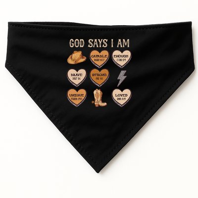 God Say I Am Conversation Heart Rodeo Western Christian USA-Made Doggie Bandana