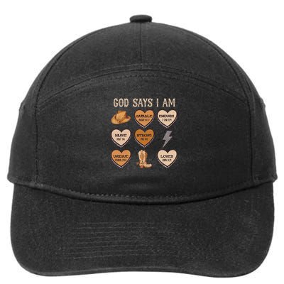 God Say I Am Conversation Heart Rodeo Western Christian 7-Panel Snapback Hat