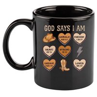 God Say I Am Conversation Heart Rodeo Western Christian 11oz C Handle Ceramic Mug
