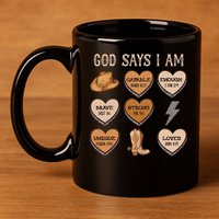 God Say I Am Conversation Heart Rodeo Western Christian 11oz C Handle Ceramic Mug