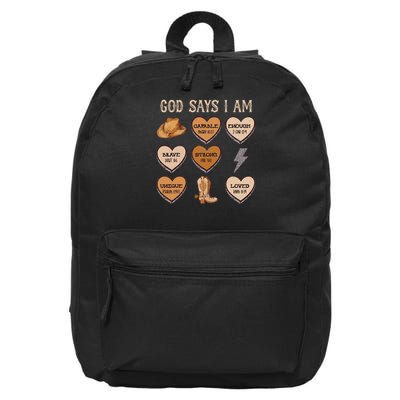 God Say I Am Conversation Heart Rodeo Western Christian 16 in Basic Backpack
