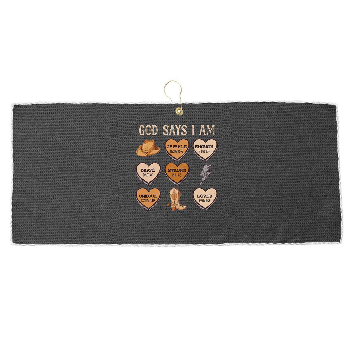 God Say I Am Conversation Heart Rodeo Western Christian Large Microfiber Waffle Golf Towel