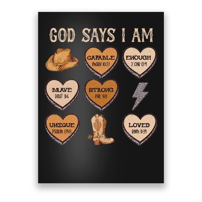 God Say I Am Conversation Heart Rodeo Western Christian Poster