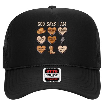 God Say I Am Conversation Heart Rodeo Western Christian Trucker Hat