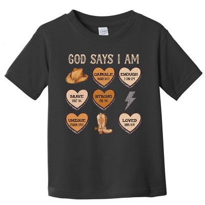 God Say I Am Conversation Heart Rodeo Western Christian Toddler T-Shirt