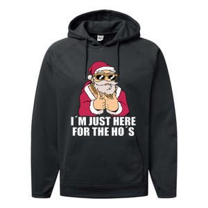 Gangsta Santa Im just here for the Hos Cool Xmas Christmas Performance Fleece Hoodie