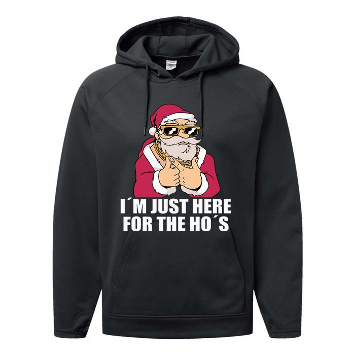 Gangsta Santa Im just here for the Hos Cool Xmas Christmas Performance Fleece Hoodie