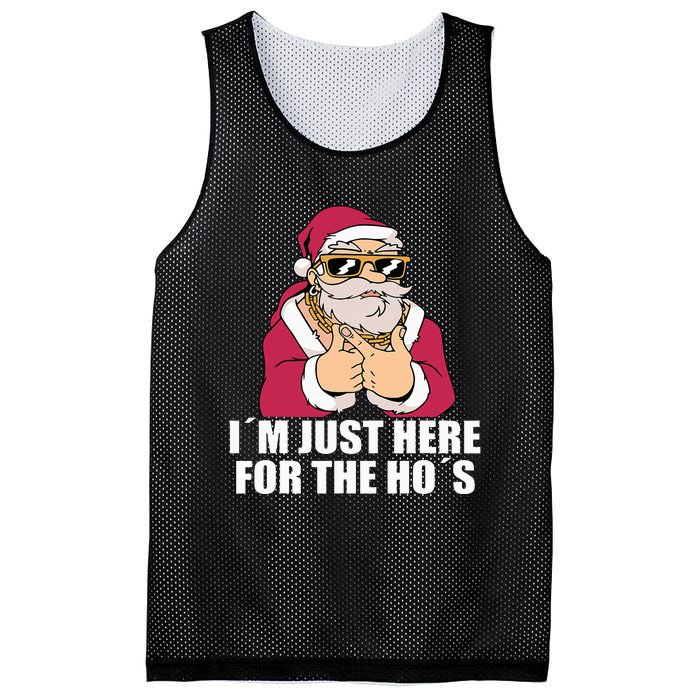 Gangsta Santa Im just here for the Hos Cool Xmas Christmas Mesh Reversible Basketball Jersey Tank