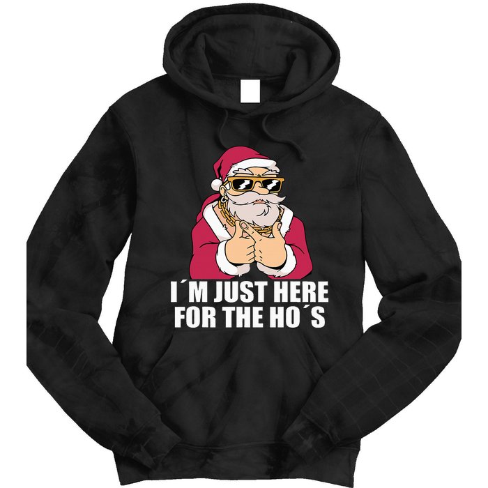 Gangsta Santa Im just here for the Hos Cool Xmas Christmas Tie Dye Hoodie