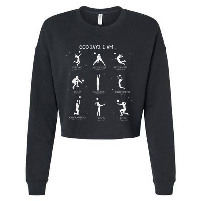 God Says I Am Christian Bible Verse Religious Volleyball Cropped Pullover Crew