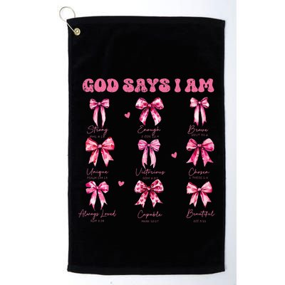 God Says I Am Coquette Bow Valentines Day Christian Women Golf Towel