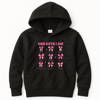 God Says I Am Coquette Bow Valentines Day Christian Women Kids Hoodie