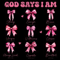 God Says I Am Coquette Bow Valentines Day Christian Women Zip Tote Bag