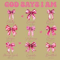 God Says I Am Coquette Bow Valentines Day Christian Women Button
