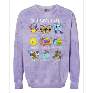 God Says I Am Be Kind Autism Awareness Sped Colorblast Crewneck Sweatshirt