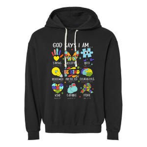 God Says I Am Be Kind Autism Awareness Sped Garment-Dyed Fleece Hoodie