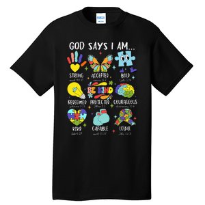 God Says I Am Be Kind Autism Awareness Sped Tall T-Shirt