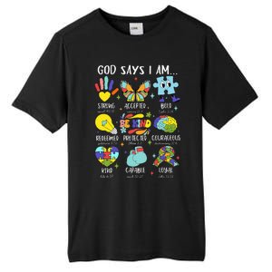 God Says I Am Be Kind Autism Awareness Sped Tall Fusion ChromaSoft Performance T-Shirt