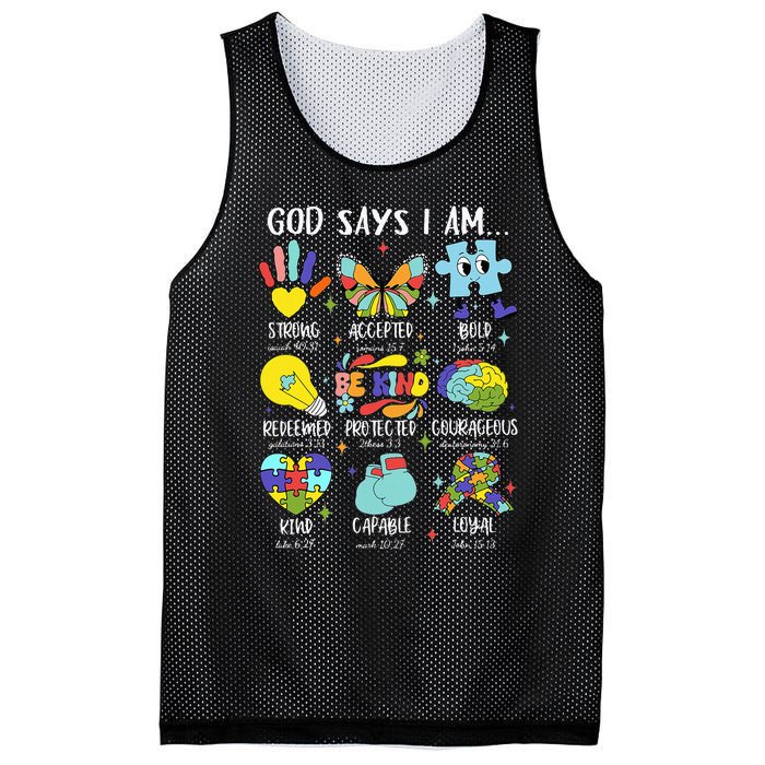 God Says I Am Be Kind Autism Awareness Sped Mesh Reversible Basketball Jersey Tank