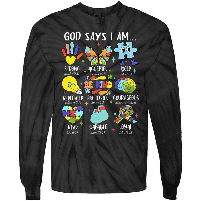 God Says I Am Be Kind Autism Awareness Sped Tie-Dye Long Sleeve Shirt