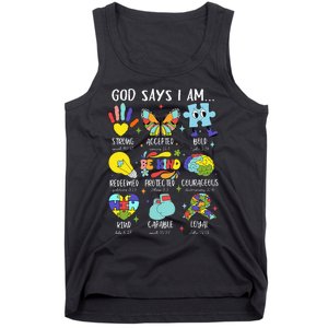 God Says I Am Be Kind Autism Awareness Sped Tank Top