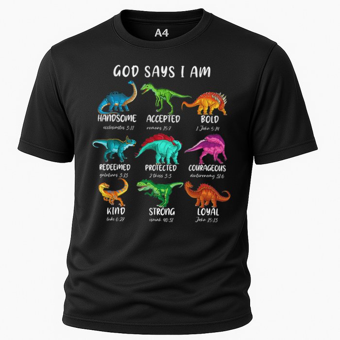 God Says I Am Dinosaur Funny Dino Bible Verse Cooling Performance Crew T-Shirt