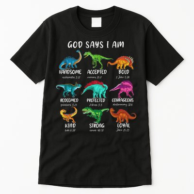 God Says I Am Dinosaur Funny Dino Bible Verse Tall T-Shirt