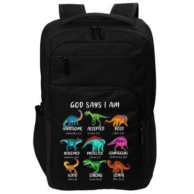 God Says I Am Dinosaur Funny Dino Bible Verse Impact Tech Backpack