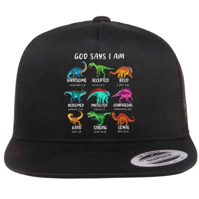 God Says I Am Dinosaur Funny Dino Bible Verse Flatbill Hat
