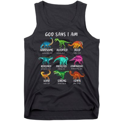 God Says I Am Dinosaur Funny Dino Bible Verse Tank Top