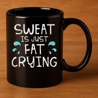 Gym Sweat Is Just Fat Crying Funny Workout Fitness 11oz C Handle Ceramic Mug