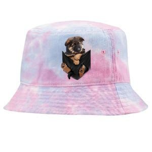 Ger Shepherd In Pocket Funny Funny Gift Dogs Meaningful Gift Funny Gift Tie-Dyed Bucket Hat