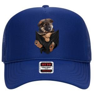 Ger Shepherd In Pocket Funny Funny Gift Dogs Meaningful Gift Funny Gift High Crown Mesh Back Trucker Hat