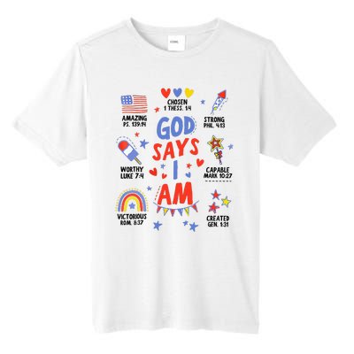 God Says I Am July 4th Christian Bible Verse Tall Fusion ChromaSoft Performance T-Shirt