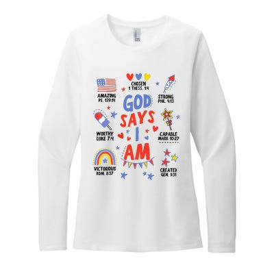 God Says I Am July 4th Christian Bible Verse Womens CVC Long Sleeve Shirt