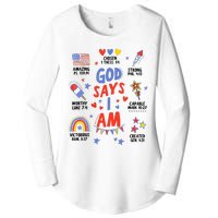 God Says I Am July 4th Christian Bible Verse Women's Perfect Tri Tunic Long Sleeve Shirt