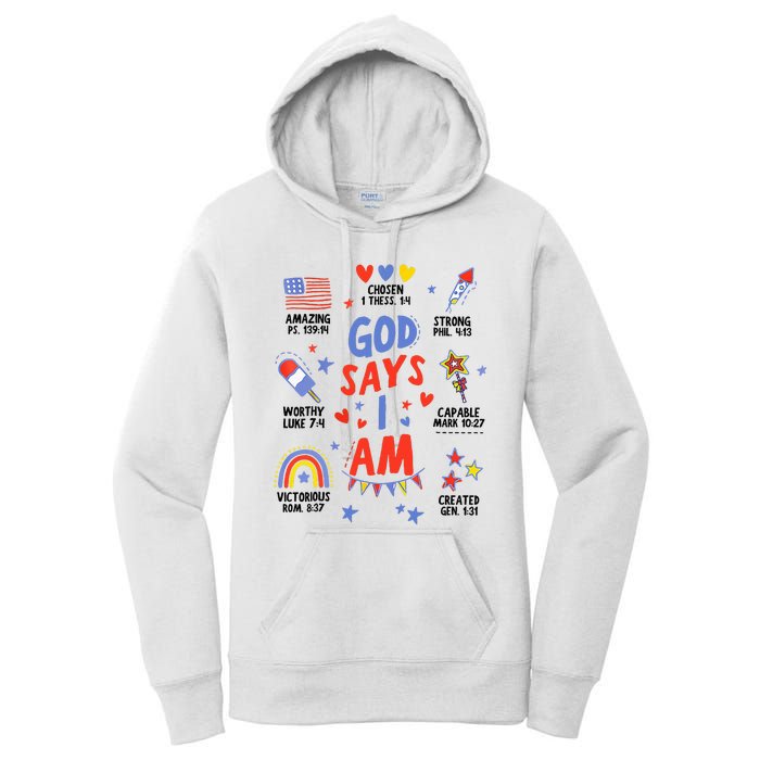 God Says I Am July 4th Christian Bible Verse Women's Pullover Hoodie