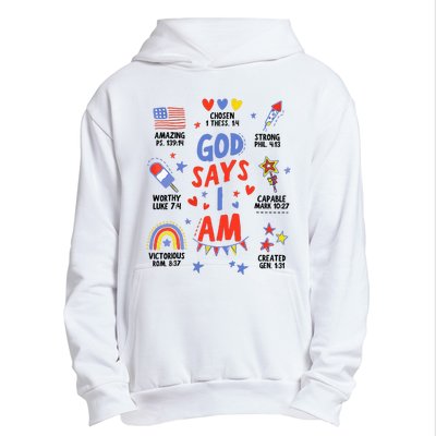 God Says I Am July 4th Christian Bible Verse Urban Pullover Hoodie