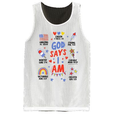 God Says I Am July 4th Christian Bible Verse Mesh Reversible Basketball Jersey Tank