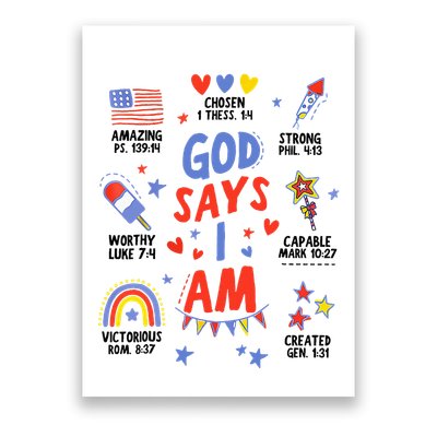 God Says I Am July 4th Christian Bible Verse Poster