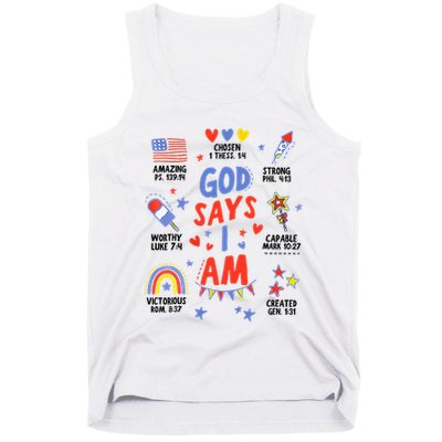 God Says I Am July 4th Christian Bible Verse Tank Top