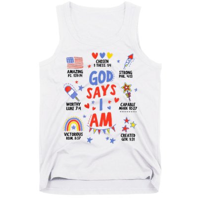 God Says I Am July 4th Christian Bible Verse Tank Top