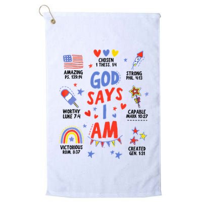 God Says I Am July 4th Christian Bible Verse Golf Towel