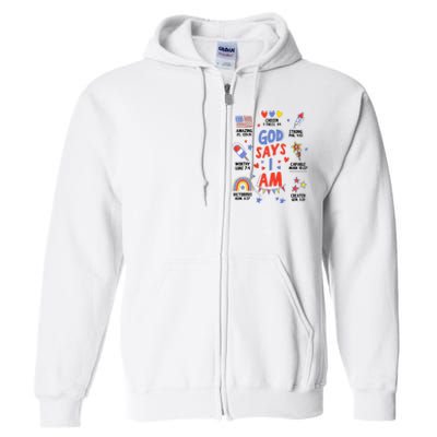 God Says I Am July 4th Christian Bible Verse Full Zip Hoodie