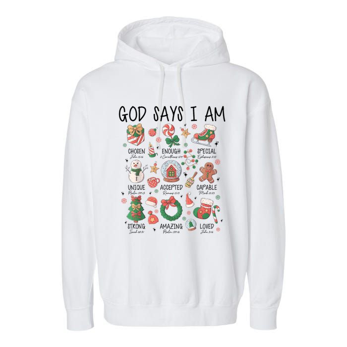 God Says I Am Cute Christmas Xmas Christian Garment-Dyed Fleece Hoodie