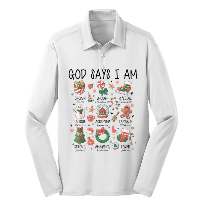 God Says I Am Cute Christmas Xmas Christian Silk Touch Performance Long Sleeve Polo