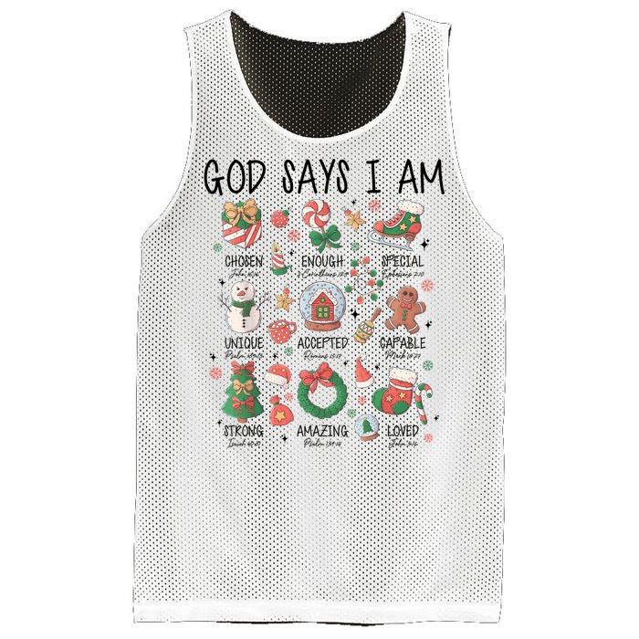 God Says I Am Cute Christmas Xmas Christian Mesh Reversible Basketball Jersey Tank