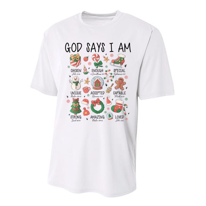 God Says I Am Cute Christmas Xmas Christian Performance Sprint T-Shirt